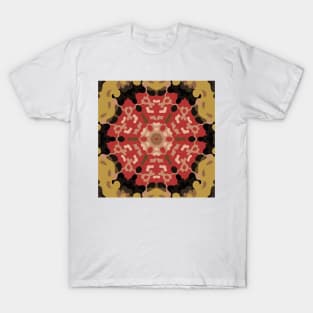 Retro Mandala Flower Red and Brown T-Shirt